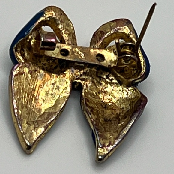 Vintage Small Blue Bow With White Polka Dot’s Pin. - Picture 3 of 5